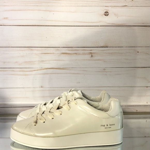 NWOT Rag & Bone RB1 Off-White Leather Sneakers - Picture 8 of 9